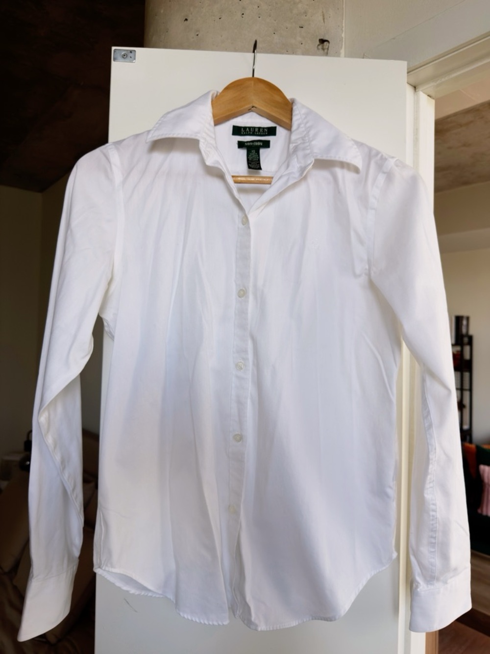 Ralph Lauren White Non-Iron Collared Shirt